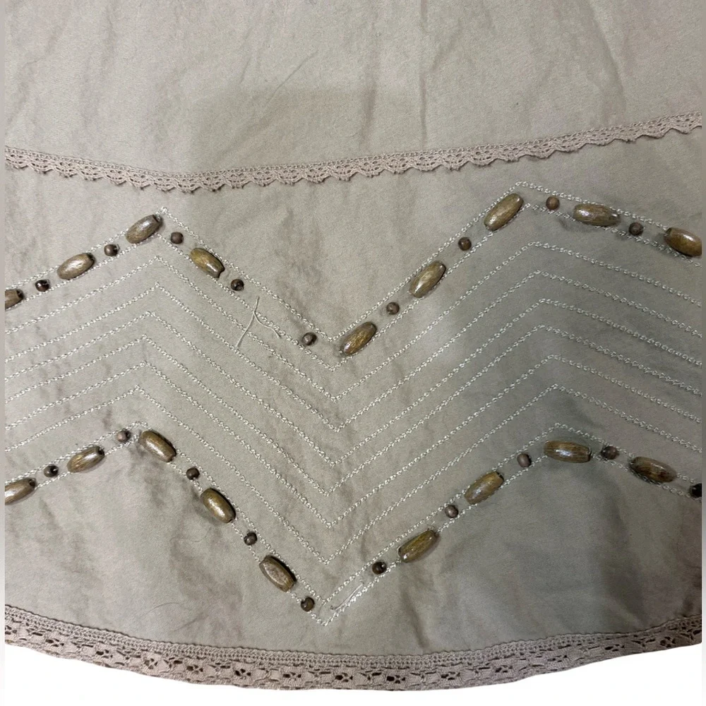 Nine West Boho‎ Flared Skirt Size 6 Cotton Lined Beaded A-Line - Picture 7 of 9